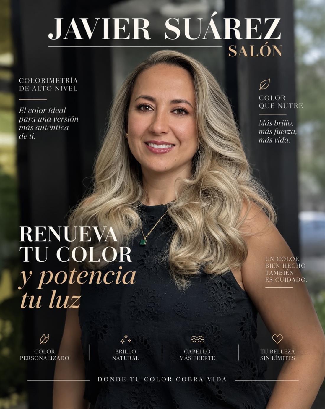 Portada: clienta con rubio champaña, renueva tu color